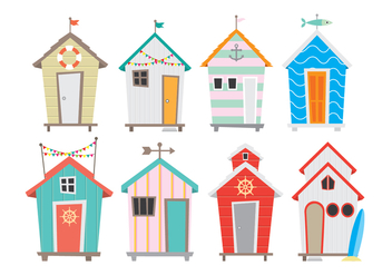 Bright and Colorful Seaside Cabana Icons - Free vector #422393